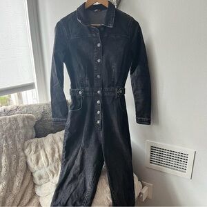 We The Free Black Denim Jumpsuit